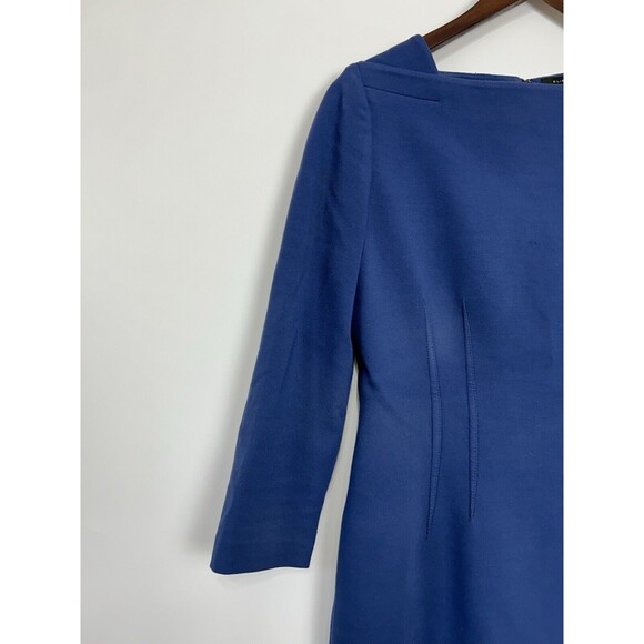 Elie Tahari Career Dress Size 6‎ Blue Scuba Knit Layer Notch Square Neck Zip - Picture 5 of 13